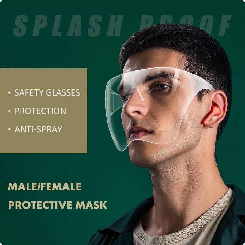 

Waterproof Anti-fog Splash Droplet Blocc Face Shield Reusable Transparent PVC Face Cover Full Durable Breathable Visors Mask Free shipping