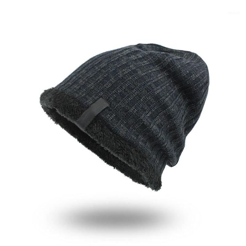 

Fashion Skullies Caps Knitted Caps Wool for Men Clothing Winter Cycling Knitted Hat Modern Velvet Thickness Outdoor Cap1, Black