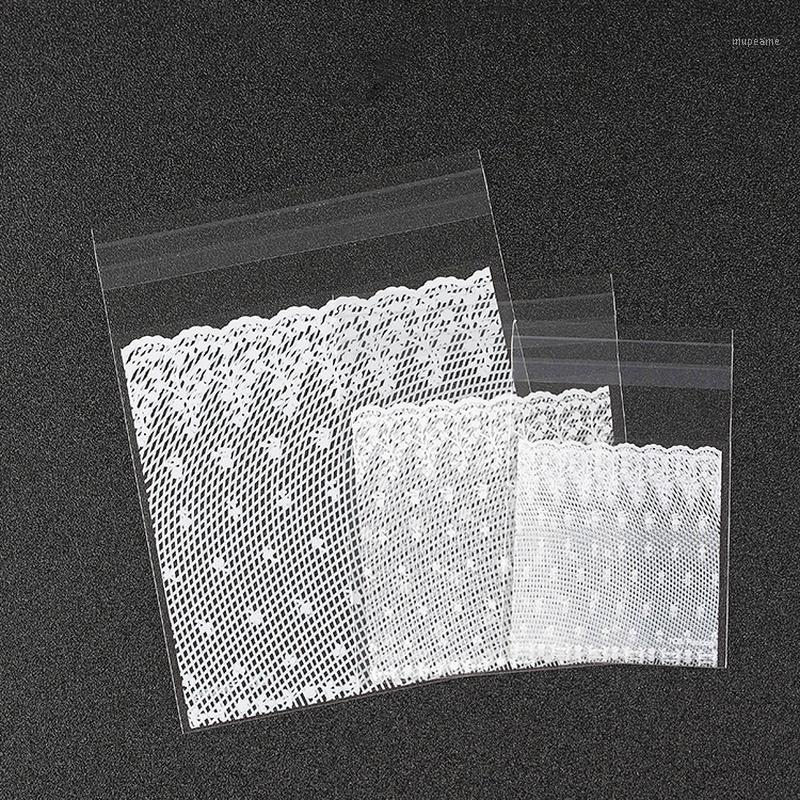 

100pcs White Transparent Lace OPP Cookie Candy Baking Packing Bag Wedding Christmas Gift Packaging Bag Self-Adhesive Package1