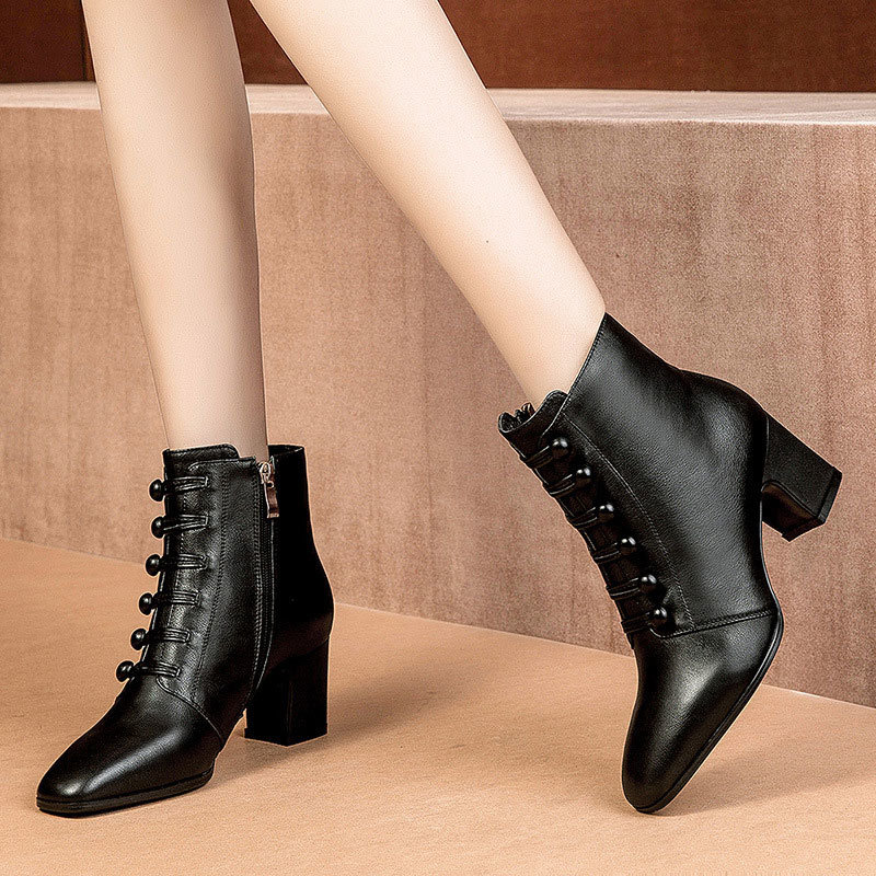 

2021 Tino Kino New Women Zip Square Toe Ankle Autumn Ladies Suede Thick High Heels Shoes Casual Woman Short Boots Ubdb, Army green