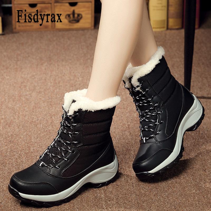 

Fisdyrax Big Size Winter Women Snow Boots Winter Women Keep warm Shoes Autumn Female Platform Boots 2020 Woman Shoes, Black