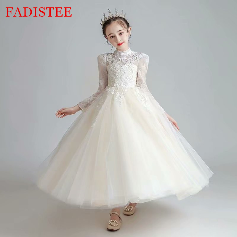 

FADISTEE champagne lace Girl dress Flower Girl Dresses vestidos lace Baby Girl Infant Dress Kids Formal Wear girls dress