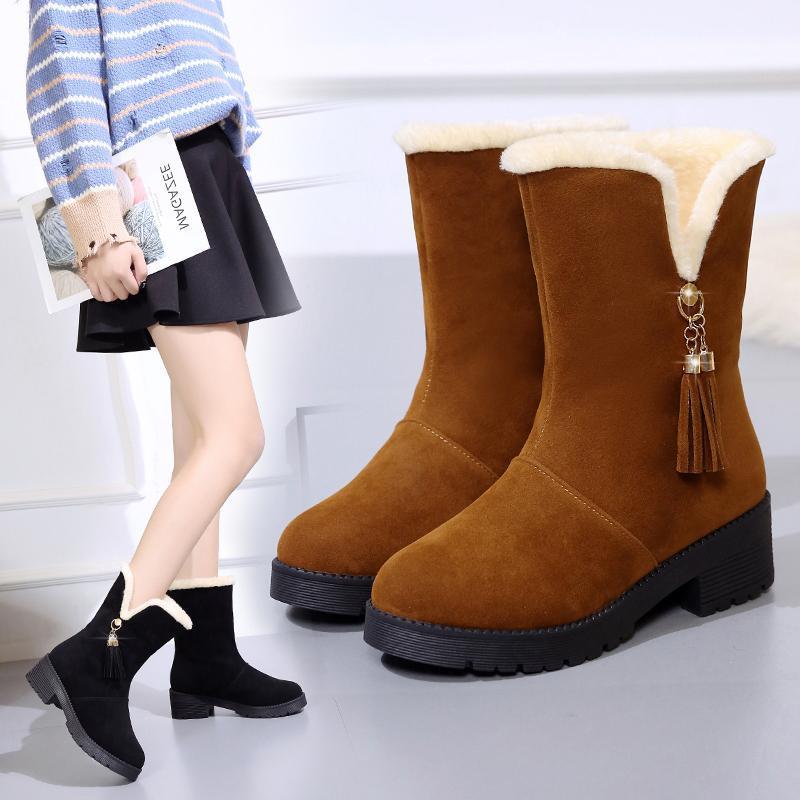 

Women's Boots Autumn Winter Footwear Female Shoes Boots-Women Round Toe Australia Luxury Designer Mid-Calf 2020 Ladies Mid1