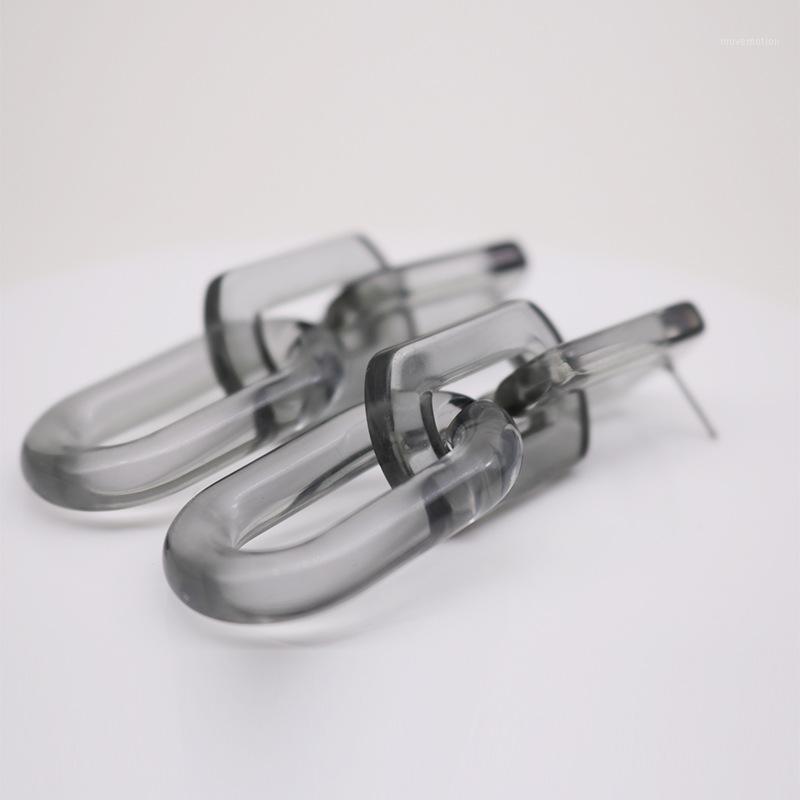 

UJBOX 2020 Long 75mm Japanese Korean Top Quality Clear Acrylic Resin Drop Earrings Women Transparent Chain Drop Earrings1