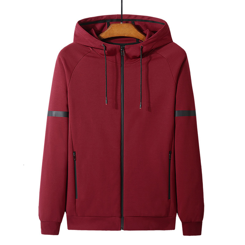 

2021 New 7xl 8xl Spring Sport Cotton Zip Up Hoodie Sweatshirt Coat Jogger Workout Fitness Casual Men Outwear Sportswear Uwfo, Red