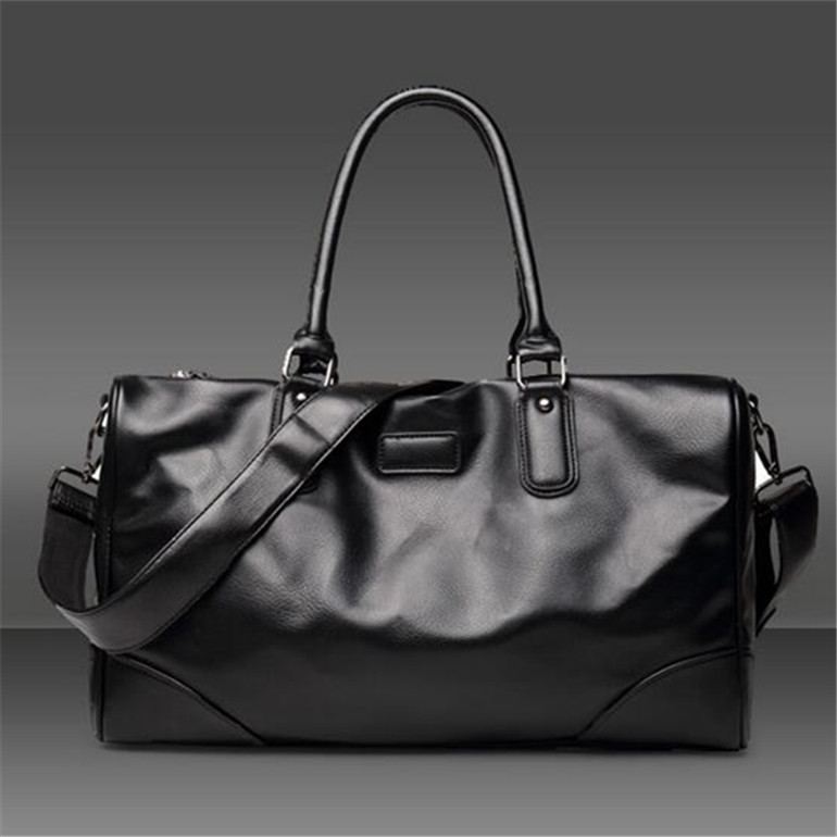 

Factory wholesale brand men fashion simple leather travels bags large capacity portable bag leisure outdoor man handbag business travel bag, Black