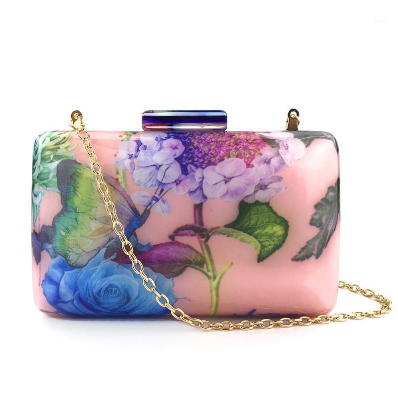 

Colorful Oval Shape Nice Flower bolsa feminin design women shoulder bag Acrylic Wallet Purse Box Clutches Handbags Lady1, As picture
