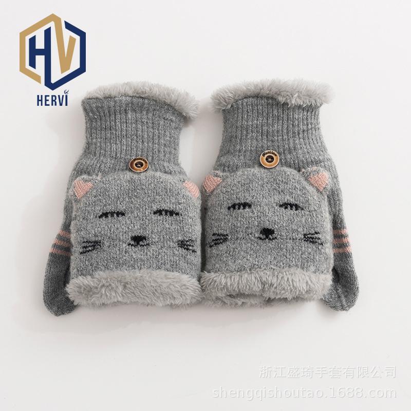 

Women's Winter Gloves Without Fingers Knitting Wool Warm Mittens Fingerless Cartoon Gloves ZX64 -85