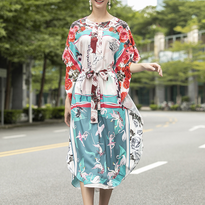 

2021 New Autumn Retroholiday Style Print Thin Belt Long Temperament Dress Women High Quality Clothes 6iuc, Multiple