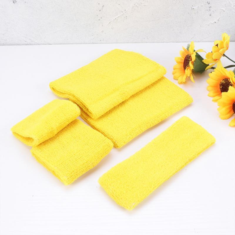 

5PCS Protective Wristbands Headband Elbow Pads for Sports Yoga Gym Men1, Yellow