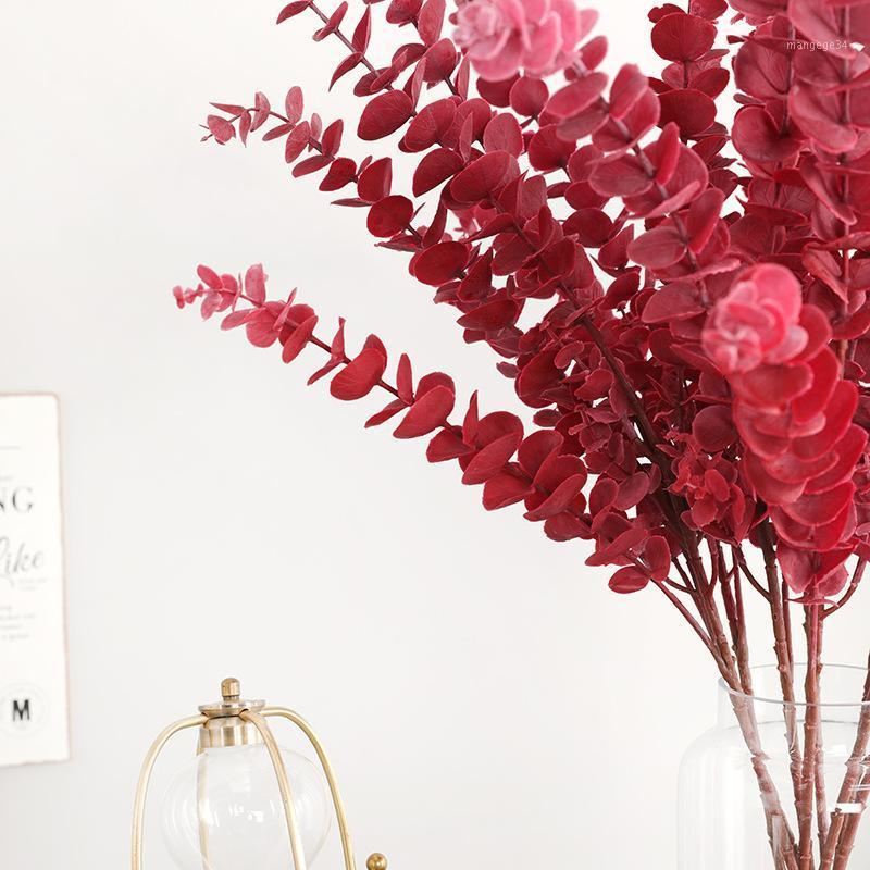 

Wedding Bouquet Road Lead Artificial Flower 3 Fork Candy Eucalyptus Leaves Home Decoration Photographic Prop Imitation Flowers M1, Pink
