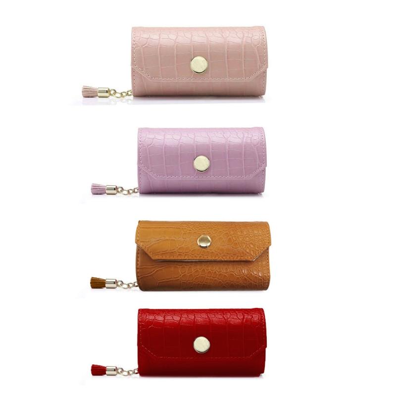 

Portable Daily Jewelry Travel Organizer Roll Up Bag Case Storage Holder H8WD, Pink