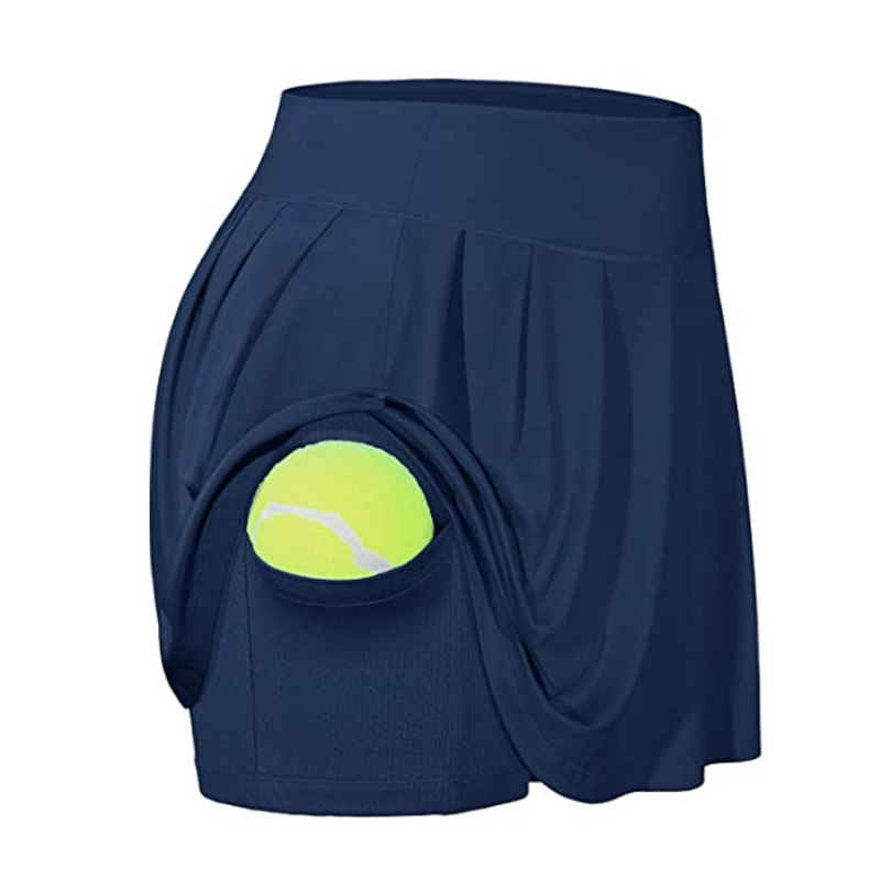 

High Waist Gym Yoga Skirt Anti Exposure Tennis Skirts Fitness Running Skorts Women Quick Drying Sport Skirt Pocket Gymwear 2020, White;red