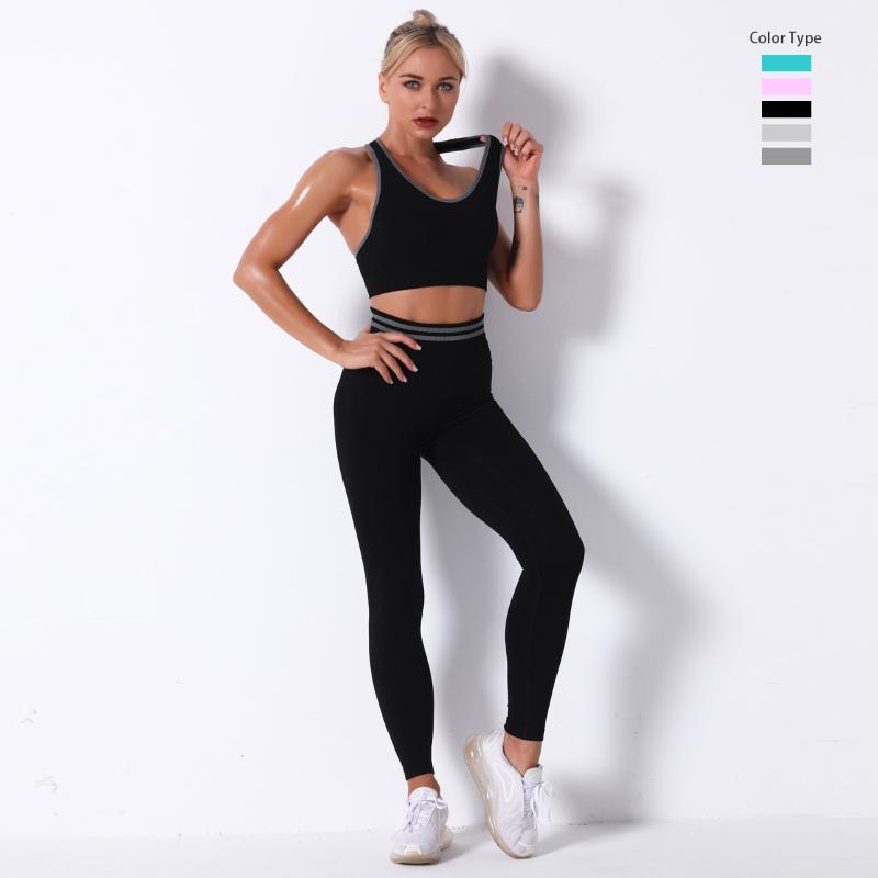 

Jellpe Seamless Hyper Flex Workout Set Sport Leggings and Top Yoga Set Outfits for Women Sportswear Athletic Clothes Gym Sets, Black
