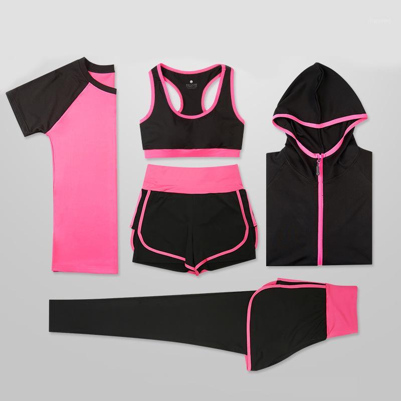 

tracksuit for women Spring autumn 5 pieces suit female hoodies tops tracksuit sweat suit female sportswear set High waist pants1, 2-3