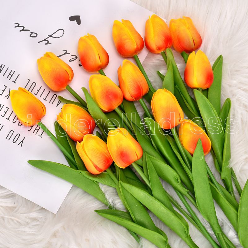 

50PCS Latex Tulips Artificial PU Flower bouquet Real touch flowers For Home decoration Wedding Decorative Flowers 32 Colors Option FY242