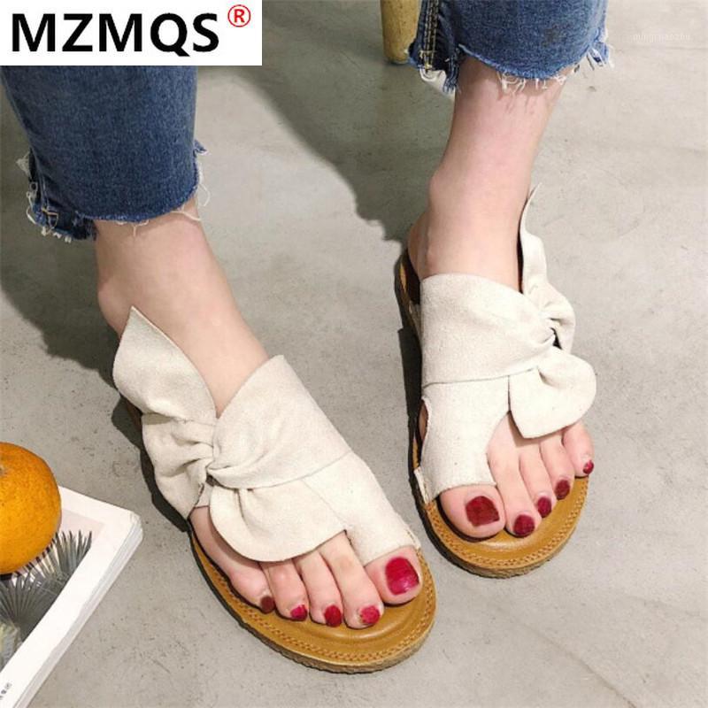 

2020 Summer Women Outdoor Sandals Flat Heel Butterfly Knot Peep Toe Casual Fashion Beach Female Ladies Shoes Zapatos De Mujer1, White
