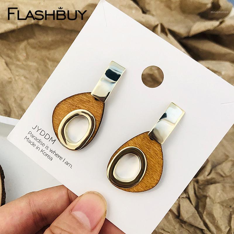 

Flashbuy Fashion Hollow Wooden Dangle Earrings For Women Metal Geometric Statement Earring Wedding Jewelry Trendy Accessories1