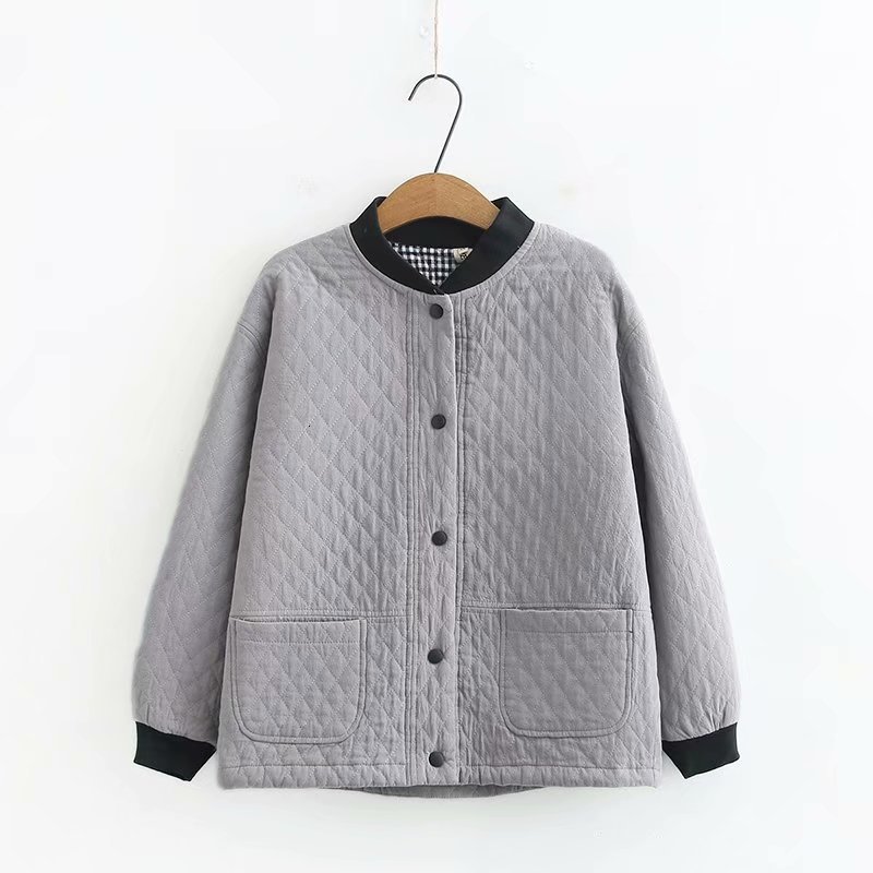 

2021 New Middle-aged Woman's Spring Fall Single-breasted Plus Size Woman Jackets Uniform Baseball Jacket K400 GYAL, Gray.