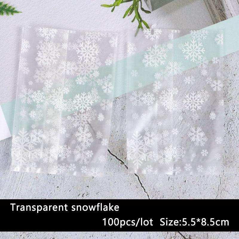 

100pcs/lot Cookies Bag Handmade Transparent White Snowflakes Falling Homemade Baking Biscuit Party Supplies Candy Gift Bags1