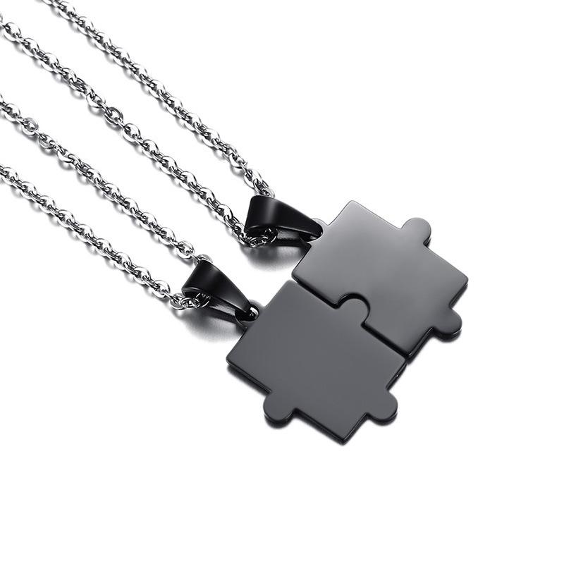 

Concise style stainless steel splicing lovers' pendant necklace,black pendant jewelry for lover gift