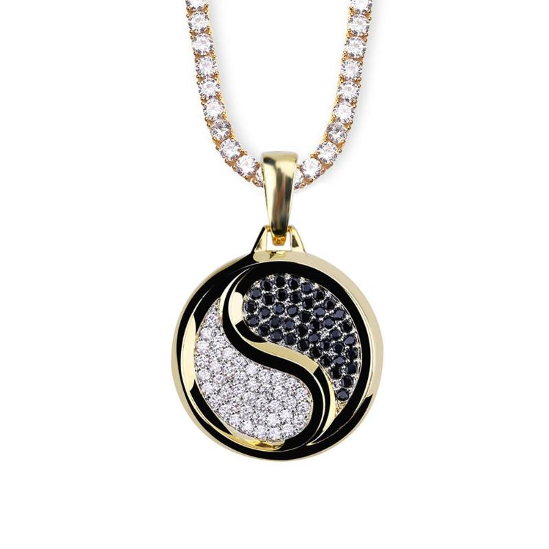 

Hip Hop Men's Tai Chi Pendant Necklace Gold Silver Color Plated Micro Pave Cubic Zirconia Stones Charm Pendants Necklaces New
