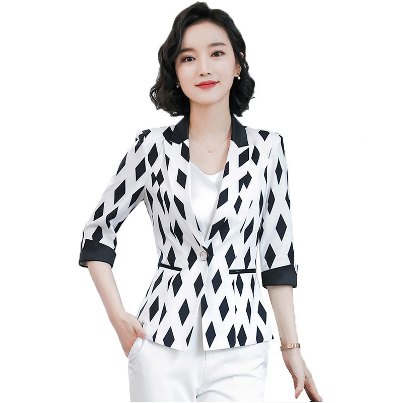

2021 Spring Autumn Women Printed Elegant Ladies Jackets Big Size Short 3/4 Floral Sleeve Chiffon Blazer Suit R119 Mccq, 4 wave points