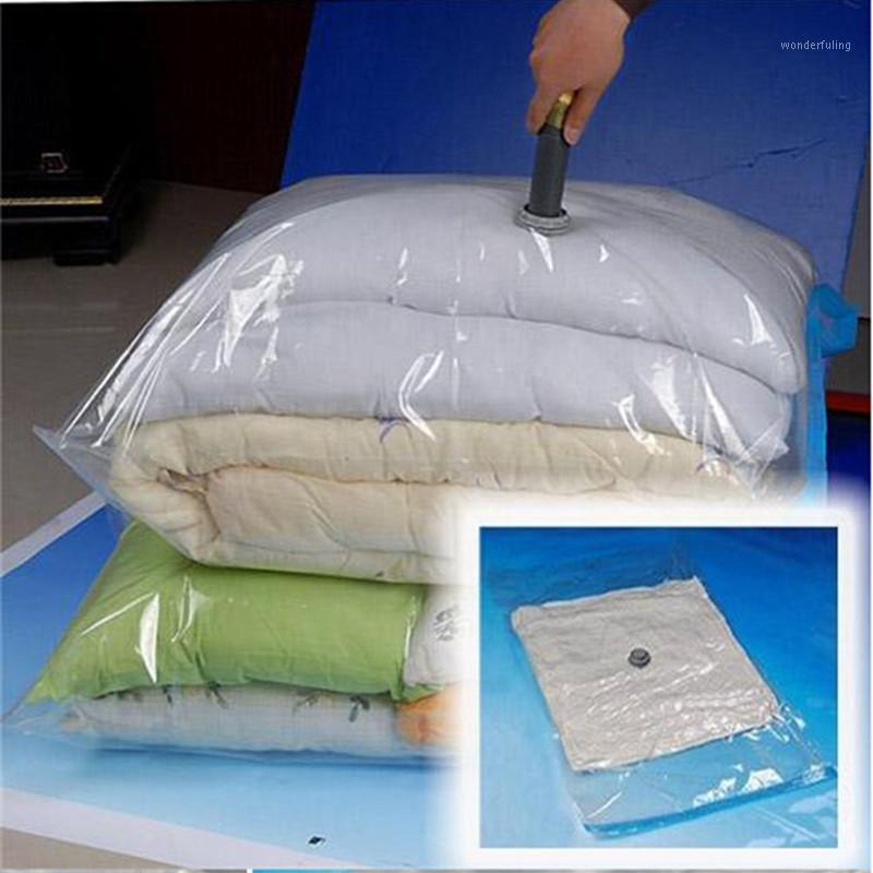 

New Vacuum Clothes Storage Bag Organizer no Pump Transparent Foldable Large Seal Compressed for Travel Quilt Storage Bags1