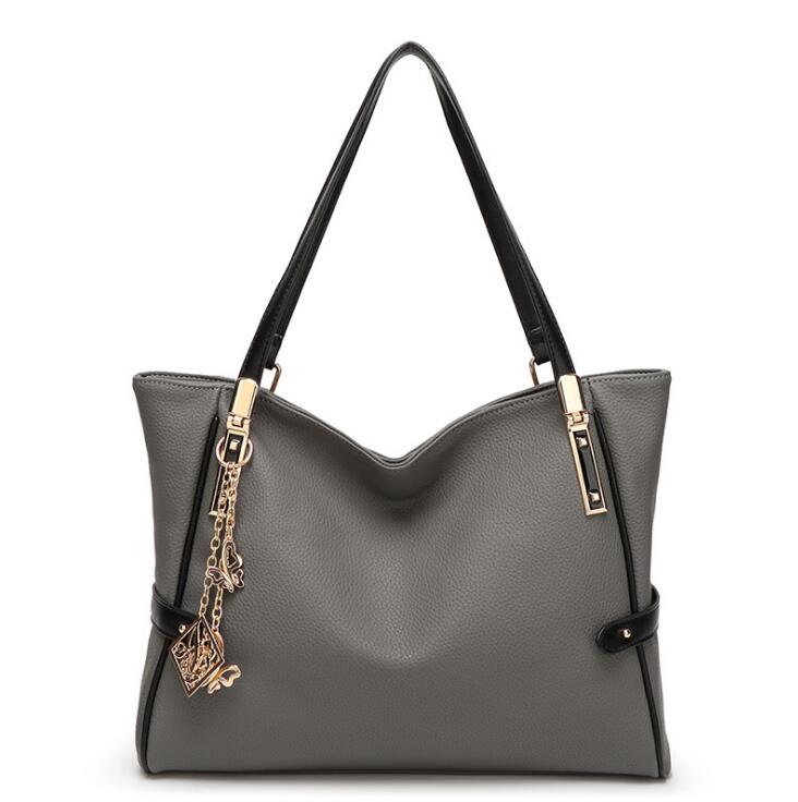 

HBP 2021 female bag ornaments hit color European and American fashion shoulder big lady portable messenger large capacity gray, Black