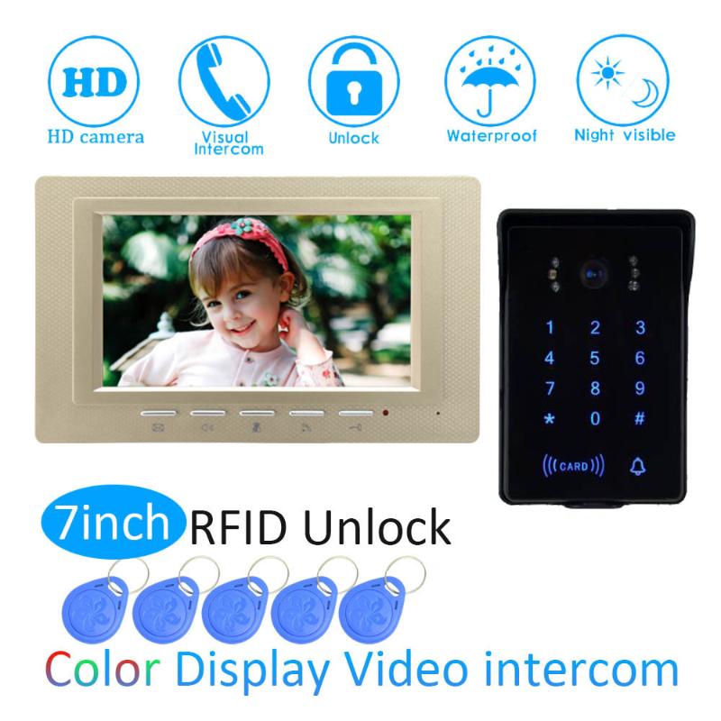 

TFT LCD Colorful Monitor Door Access Intercom System HD Camera 7 inch Video Door Phone Waterproof Doorbell Calling System