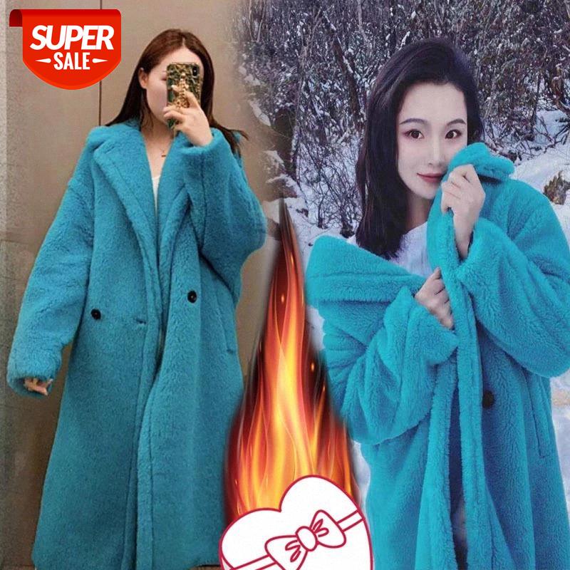 

winter fashion loose teddy bear coat wool coat jacket women real sheep shearling fur coats oversized #7X1A, Black;brown