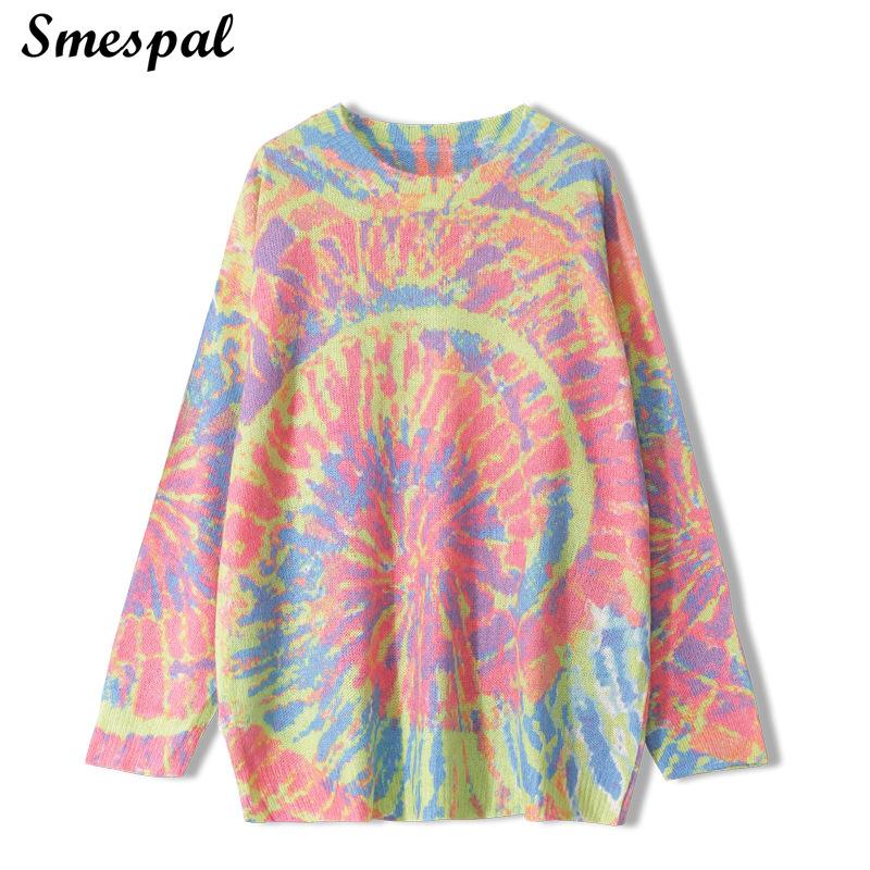 

Women Autumn Winter Over Size Knit Sweaters Ladies Loose Contrast Color Pullovers, Same as the picture