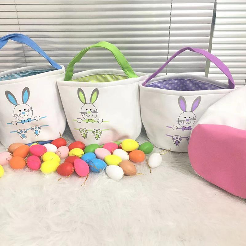 

20pcs/lot Popular Easter Basket Handbag Festival Decoration Lovely 4 Styles Candy Easter Egg Canvas Bucket For Child Gift