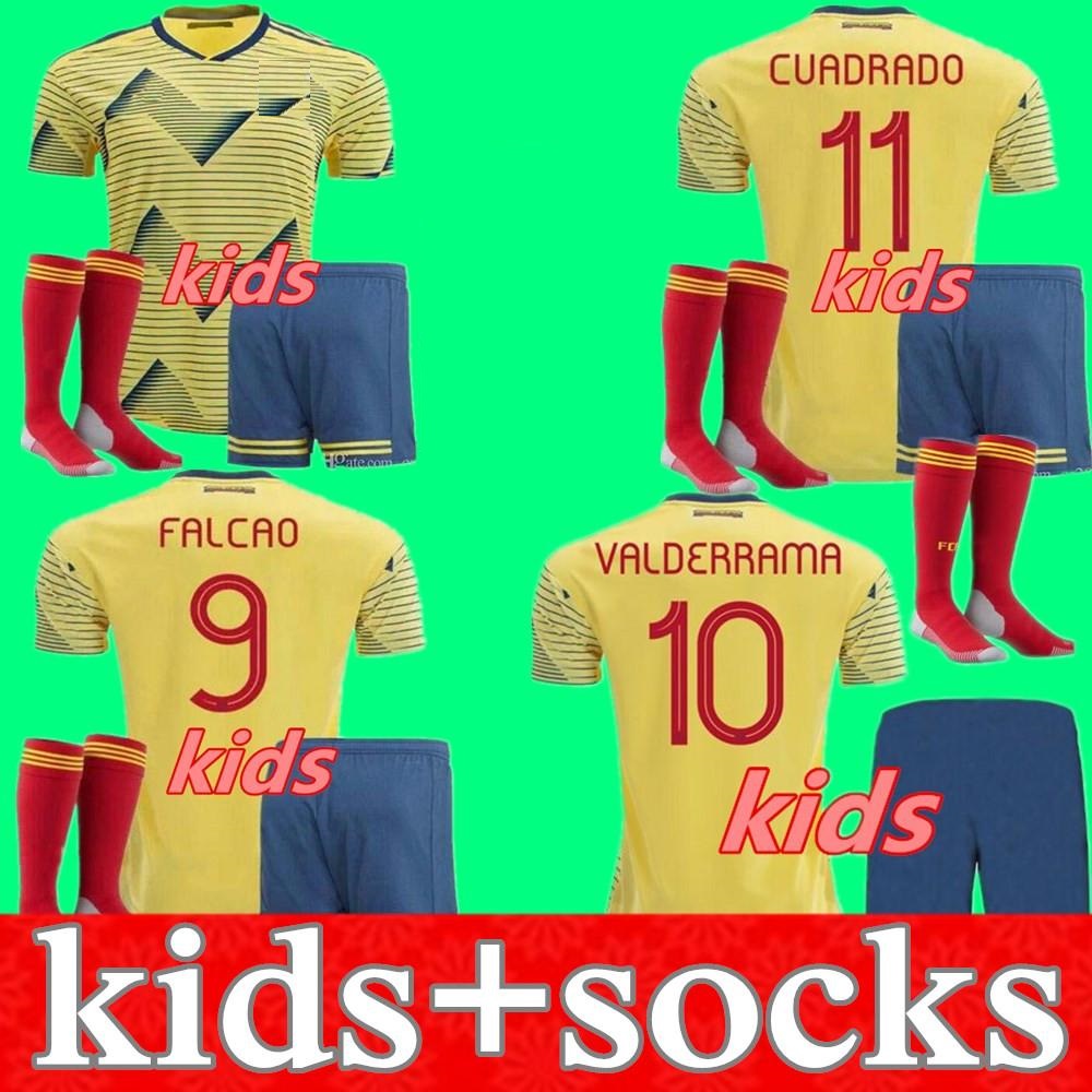 

kids kit 2020 soccer jersey columbia football shirt 20 21 JAMES Rodriguez Camiseta maillot de foot CUADRADO youth camisetas de futbol, Home+socks