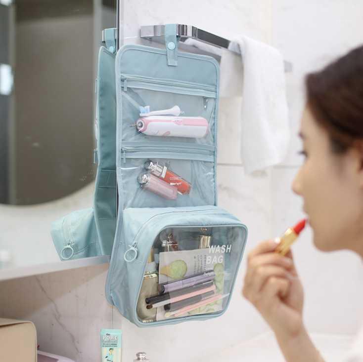 

Waterproof Portable Polyester Travel Cosmetic Bag Neceser Hanging Wash Bag Neutral Make Up Organizer Bathroom Wash1, Orange