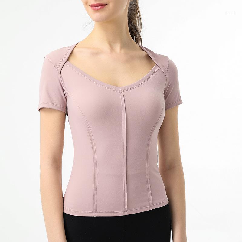 

Hollow Beauty Back Yoga Clothes Short-sleeved Ladies Running Quick-drying Tight Elastic Sweatshirt Women Fitness Clothes1, Black