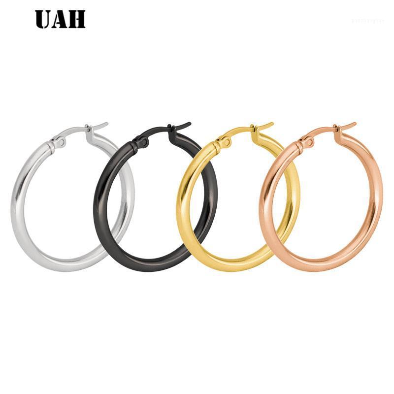 

Hoop & Huggie UAH 4 Color Classic 316L Stainless Steel Earrings Solid Weight Smooth 20-30mm Fine Polished, Golden;silver