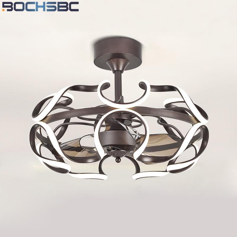 

BOCHSBC Modern LED Ceiling Fan Light Aluminum Remote Control Inverter Fan Hanging Lamp for Restaurant Bedroom Living Dining Room1