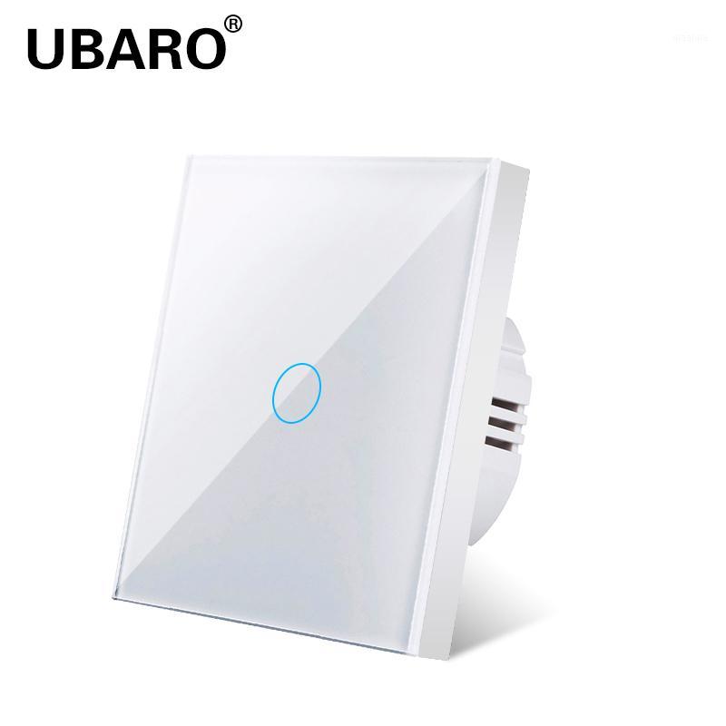 

Smart Home Control UBARO Touch Switch EU Standard White Crystal Glass Panel Light Ac230v 1gang 1 Way Wall Lamp Touch1