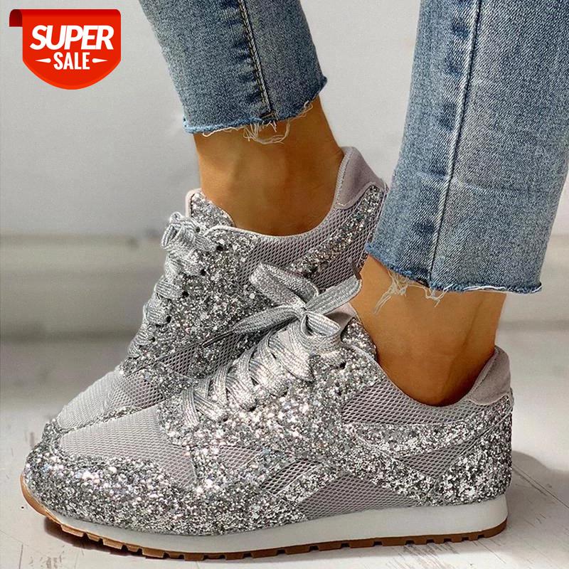 

MCCKLE Women's Sneakers Flat Vulcanized Shoes Woman Lace Up Bling Ladies Platform Female Casual Fashion Autumn Women Footwear #dr9h, Black