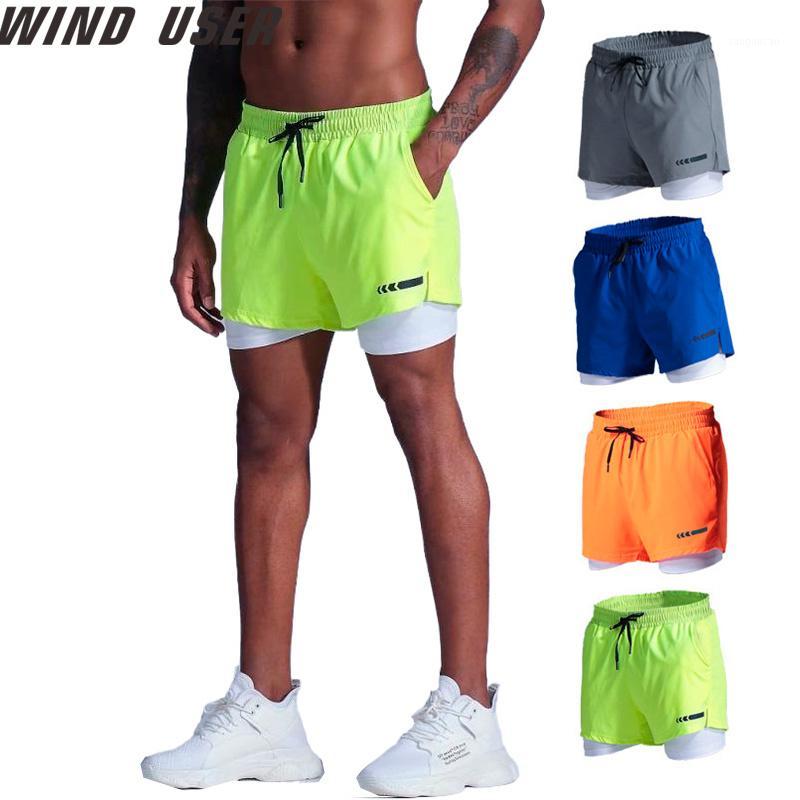

Shorts Men Sports Marathon Track and Field Quick Dry Double-Layer Pants Anti-Exposure Cycling Fitness Training Shorts1, Orange