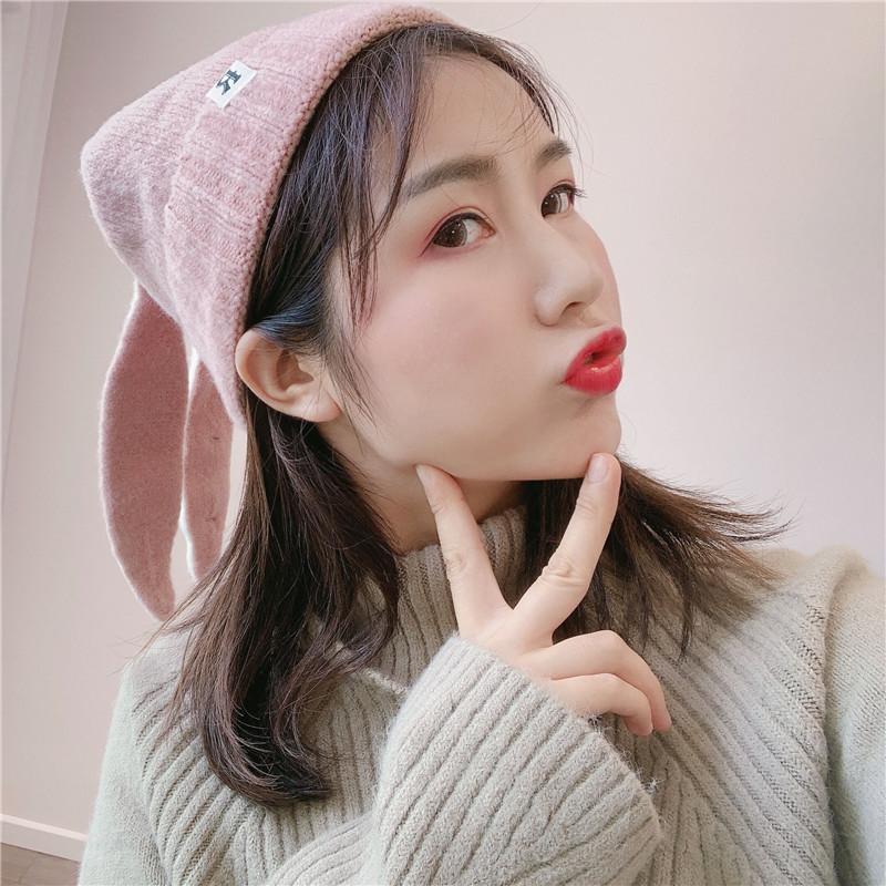

Beanie/Skull Caps Sweet Knitted Crochet Ear Beanie Women Autumn Winter Warm Hat Cap Woolen Thicker, Color1