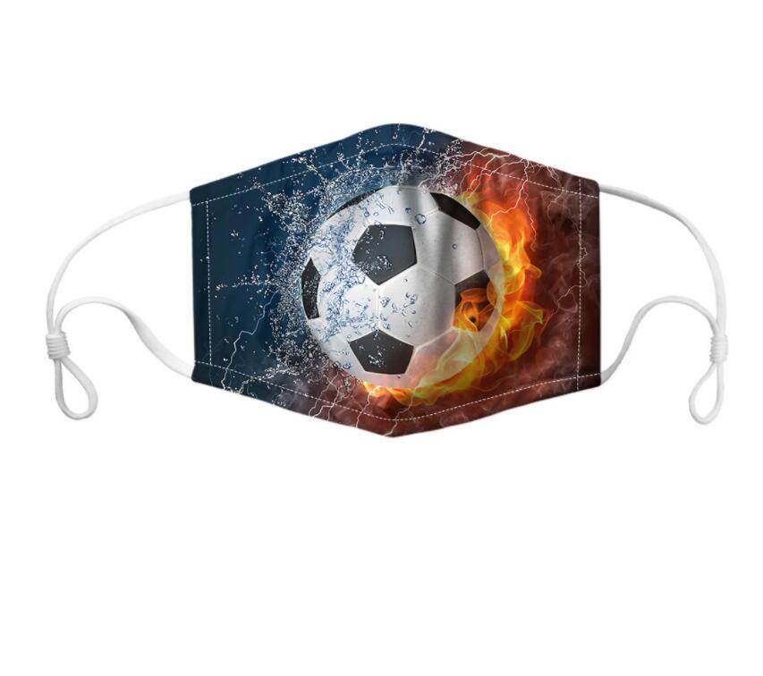 

Washable Dustpoof Printing Masks Ball Printed Face Adjustable Ear-loop Mouth Cover Softball Football Sports Mask