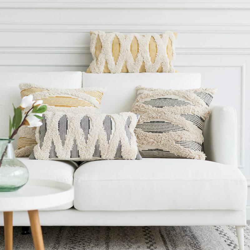 

Cushion Cover Decorative Tufting Pillow Case Modern Simple Stripe Geometric Home Sofa Chair Bedding Coussin Decorating1