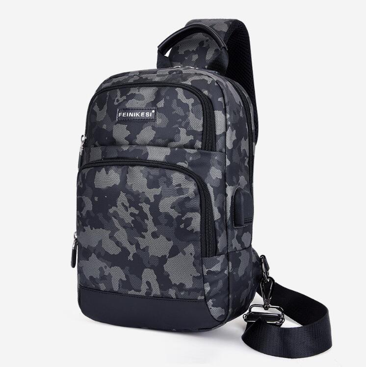 

outlet factory men leather shoulder bags sports streets fashion casual crossbody bag waterproof Oxford camouflage backpack street fashions printed handbag, Blue(boutique box)