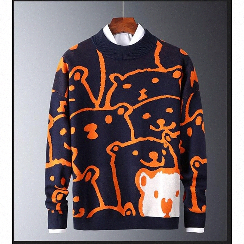 Pull à manches longues à manches longues pour hommes Cardigans Campanes Équipe Bleu Orange V93D #