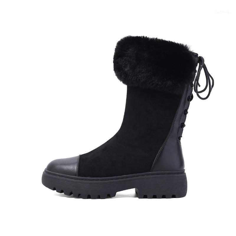 

Free Shipping Womens Snow Boots Winter Fur Lined Slip On Warm Waterproof Ski Flats Shoes1, Black