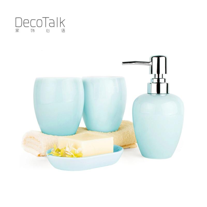 

Free Shipping Nordic Bathroom Accessories Set 4 Piece Hotel Bathroom Supply Kits Wash Suite Glazed Ceramic
