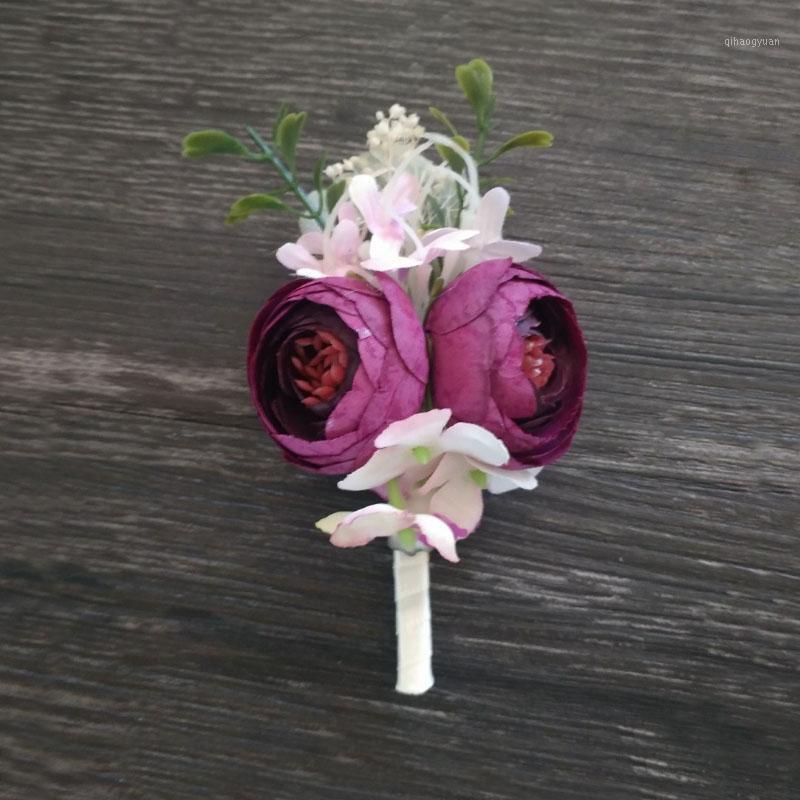 

Wrist Flowers Purple Silk Rose Bracelet Flowers For Wedding Bride Ceremony Decor Artificial Boutonniere1