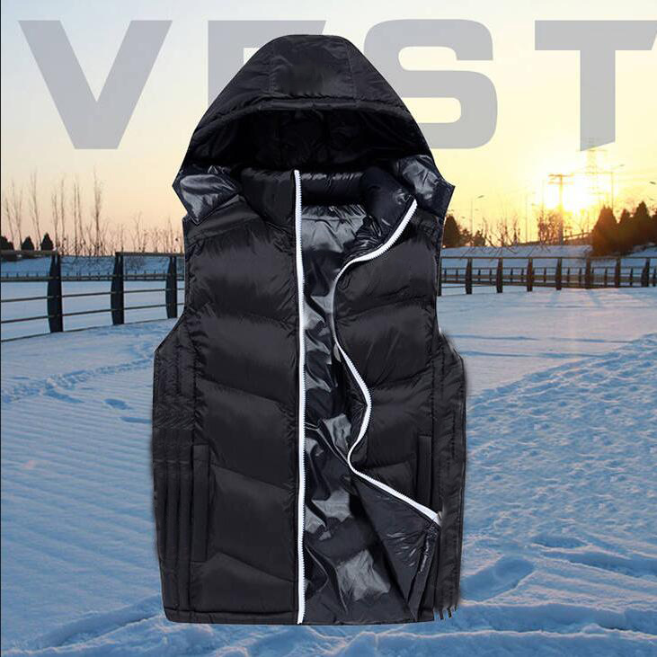 

New Mens Down Vests for Men Fashion Brand Vest Winter Coat with Tags Hat Detachable Sleeveless Outdoor Jacket AB Wear Clothing Parkas, Red